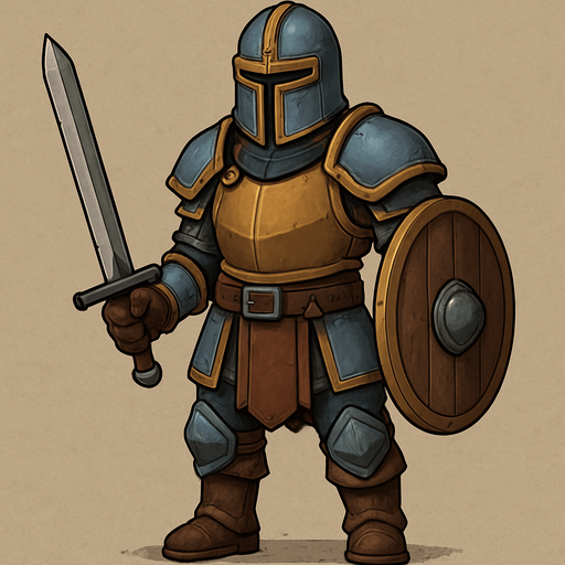 in game asset, colored, 2d warrior, face covered with helmet