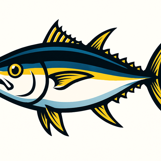 horizontal image sea ​​tuna.
In-Game asset.  2d.  High contrast.  No shadows