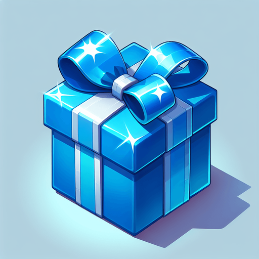 A blue christmas present. Single Game Texture. In-Game asset. 2d. Blank background. High contrast. No shadows.