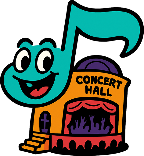 Nota musical de una Sala de Conciertos Viviente.
In-Game asset.  2d.  High contrast.  No shadows