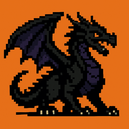 DARK DRAGON PIXEL.
In-Game asset.  2d.  High contrast.  No shadows
