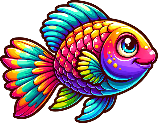 cartoon fish.
2D, Without background