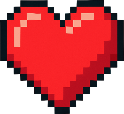 pixel art heart.
In-Game asset.  2d.  High contrast.  No shadows