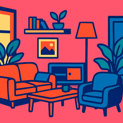 Fond d'écran appartement.
In-Game asset.  2d.  High contrast.  No shadows