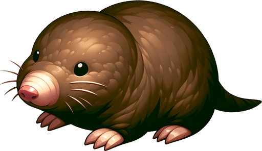 Mole.
Single Game Texture.  In-Game asset.  Blank background.  High contrast.  No shadows