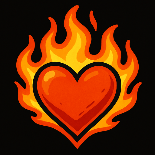 flame heart.
In-Game asset.  2d.  High contrast.  No shadows
