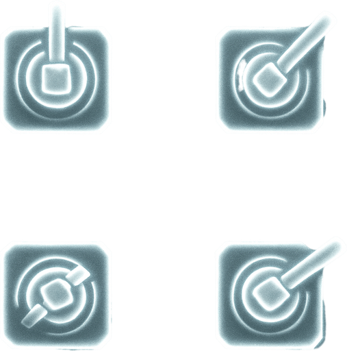 2x2 Sprite Sheet of a turret made of white glow.
single barrel
Seen from above.