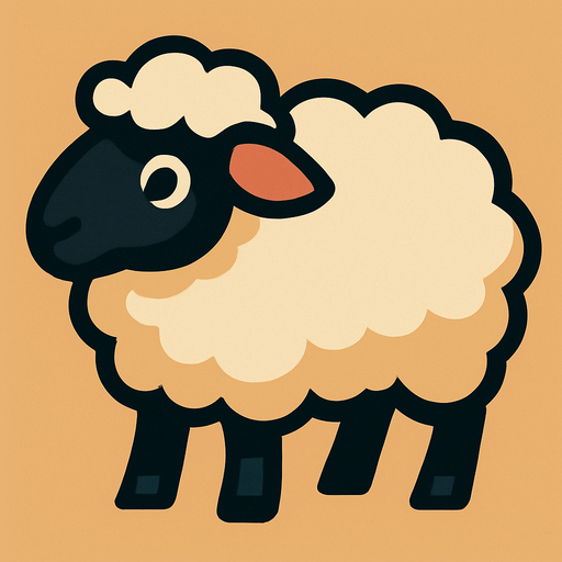 Sheep.
In-Game asset.  2d.  High contrast.  No shadows
