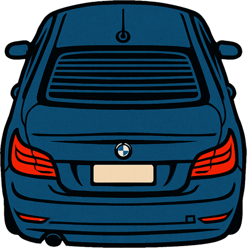 Bmw e60 arkasi ama yukaridan.
In-Game asset.  2d.  High contrast.  No shadows