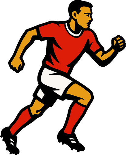 male soccer striker  not holding ball 2d ingame asset high contrast no shadows.
In-Game asset.  2d.  High contrast.  No shadows