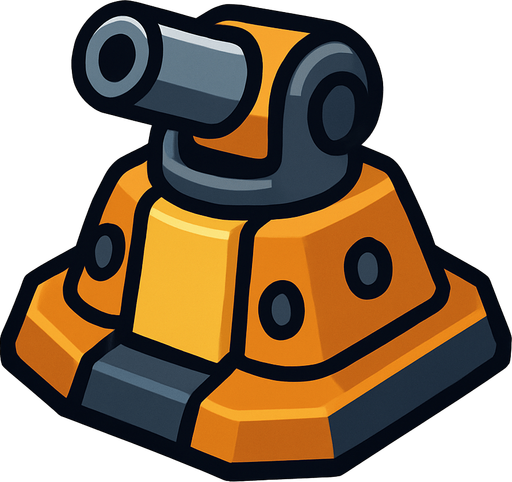 a 2d turret base.
In-Game asset.  2d.  High contrast.  No shadows