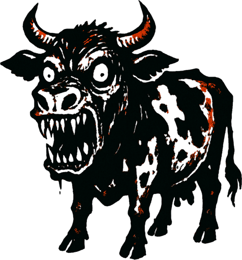 scary cow.
In-Game asset.  2d.  High contrast.  No shadows