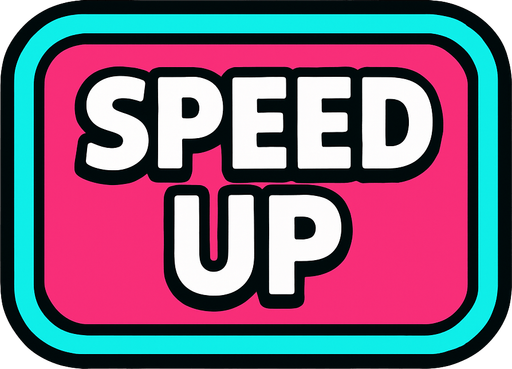 üzerinde SPEED UP yazan bir buton.
In-Game asset.  2d.  High contrast.  No shadows