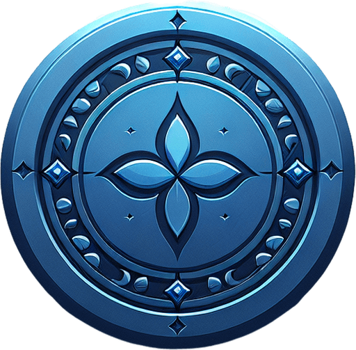 summoning round blue button.
Single Game Texture. In-Game asset. 2d. Blank background. High contrast. No shadows.