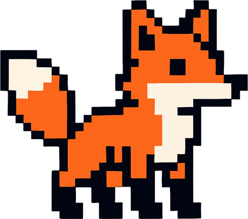 Fox pixel.
In-Game asset.  2d.  High contrast.  No shadows