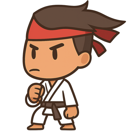 martial artist. No background. Transparent background. Blank background. No shadows. 2d. In-Game asset. flat