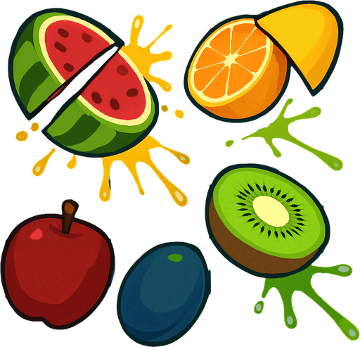 Fruit ninja arkaplan.
In-Game asset.  2d.  High contrast.  No shadows