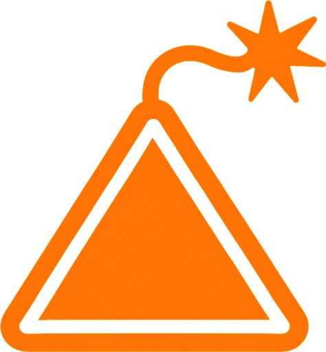 triangulo naranja con mecha de bomba.
In-Game asset.  2d.  High contrast.  No shadows
