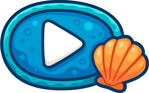 boton de play pero que sea con tematica oceanica y que tenga una cocha al lado.
In-Game asset.  2d.  High contrast.  No shadows