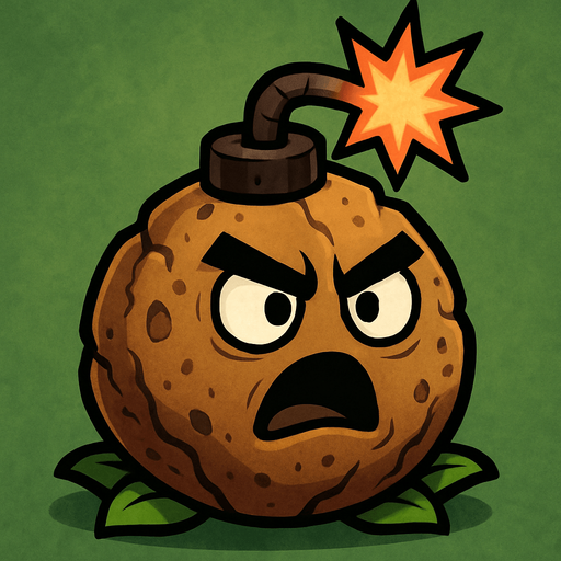 explosivewallnut de plantas vs zombies fusion.
In-Game asset.  2d.  High contrast