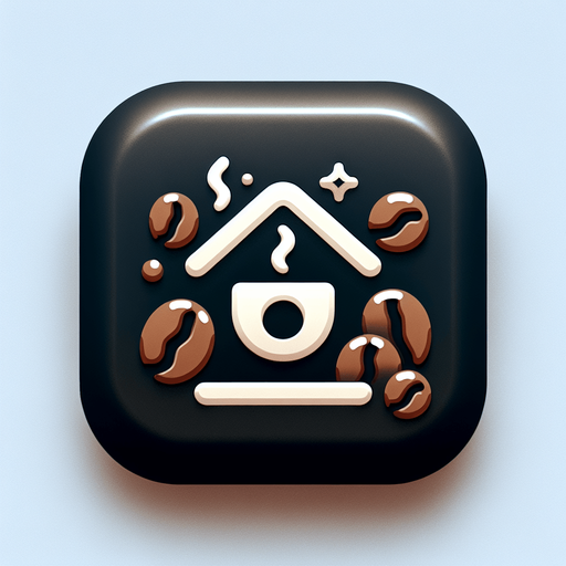 Home Button Icon, Coffee Themed.
Single Game Texture. In-Game asset. 2d. Blank background. High contrast. No shadows.