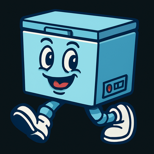 yürüyen derin dondurucu.
In-Game asset.  2d.  High contrast.  No shadows