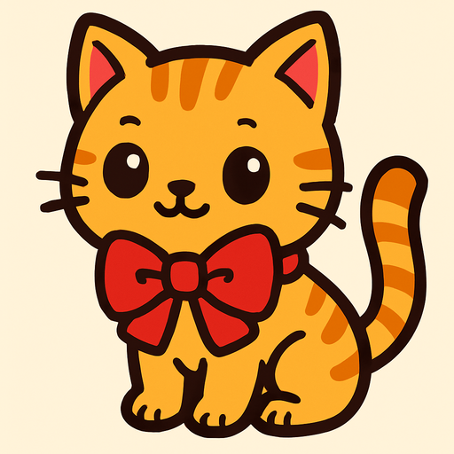 a cute cat with a bow.
In-Game asset.  2d.  High contrast.  No shadows