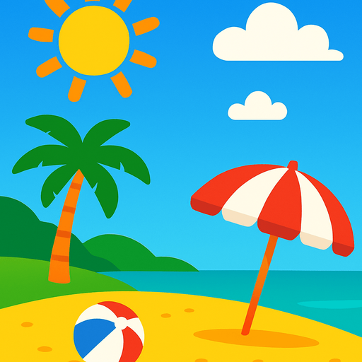 Fond d'écran été.
In-Game asset.  2d.  High contrast.  No shadows