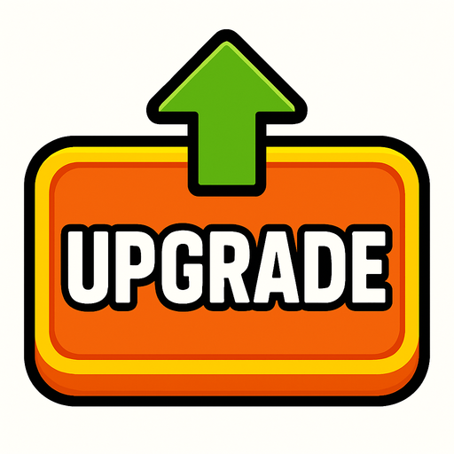 a 2d upgrade button png.
In-Game asset.  2d.  High contrast.  No shadows