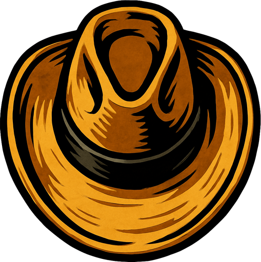 A cowboy hat from top.
In-Game asset.  2d.  High contrast.  No shadows
