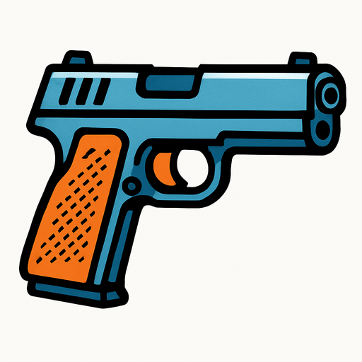 GUN.
In-Game asset.  2d.  High contrast.  No shadows