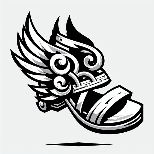 Sandal flying with wings.
Single Game Texture. In-Game asset. 2d. Blank background. High contrast. No shadows.