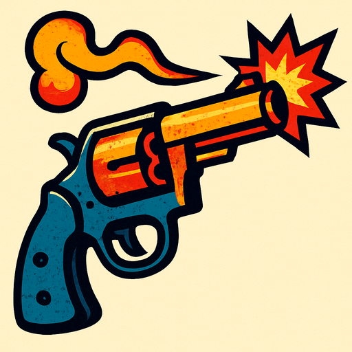 A 2d fired revolver.
In-Game asset.  2d.  High contrast.  No shadows