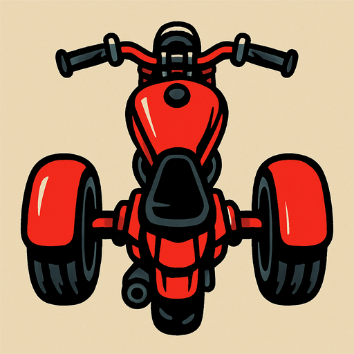 kuş bakışı açısından 3 tekerlekli kırmızı siyah motor.
In-Game asset.  2d.  High contrast.  No shadows