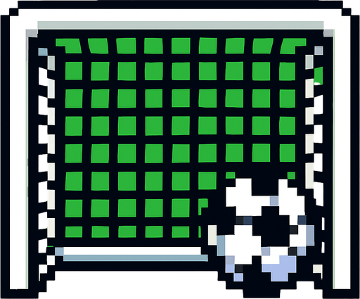 pixelart soccer goal.
In-Game asset.  2d.  High contrast.  No shadows