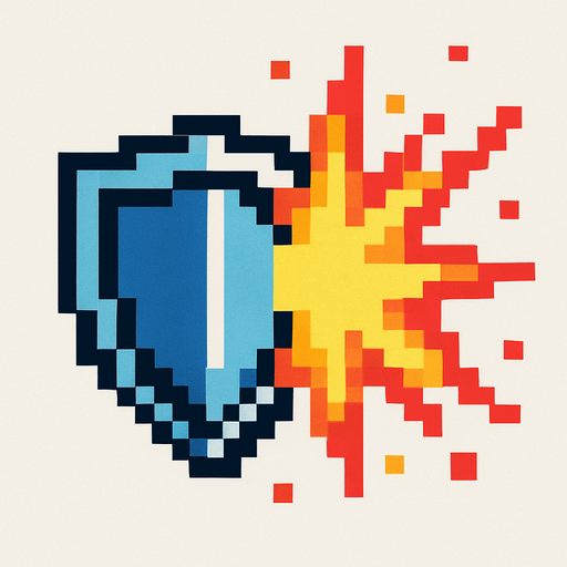 Particula de escudo siendo golpeado pixeleado
In-Game asset.  2d.  High contrast.  No shadows