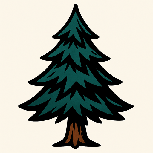 pine tree.
In-Game asset.  2d.  High contrast.  No shadows