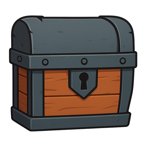 dungeon chest. No background. Transparent background. Blank background. No shadows. 2d. In-Game asset. flat