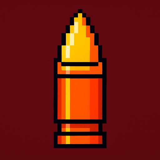 2D retro tarzı bir mermi, dikey.
In-Game asset.  2d.  High contrast.  No shadows