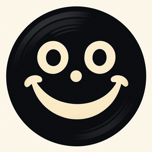 Circle smile face record dark color.
In-Game asset.  2d.  High contrast.  No shadows. Cartoon