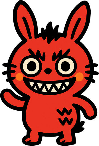 Red Labubu.
In-Game asset.  2d.  High contrast.  No shadows