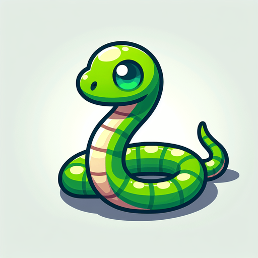 2d snake.
Single Game Texture. In-Game asset. 2d. Blank background. High contrast. No shadows.