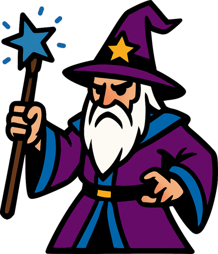 Büyücü.
In-Game asset.  2d.  High contrast.  No shadows