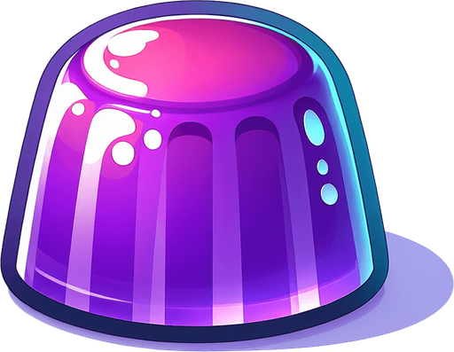 Vibrant purple candy. cartoon. Pudding.
Game asset. 2d. Blank background. High contrast. No shadows.