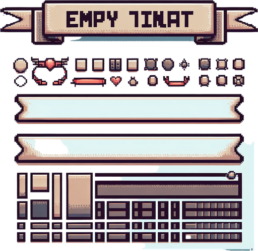 pixel art of an empty title banner.
Single Game Texture. In-Game asset. 2d. Blank background. High contrast. No shadows.