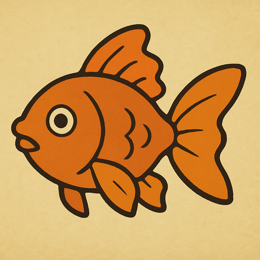 Goldfish in professor Layton game style.
In-Game asset.  2d.  High contrast.  No shadows