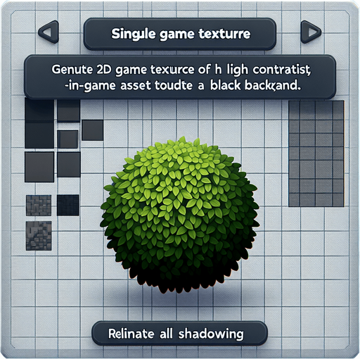 bush.
Single Game Texture. In-Game asset. 2d. Blank background. High contrast. No shadows.