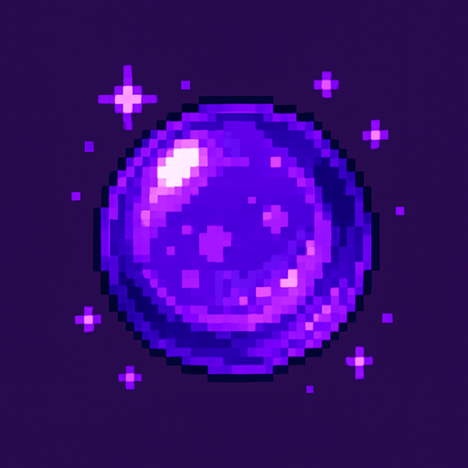 2d Pixel art High Quality Purple Magic Ball.
In-Game asset.  2d.  High contrast.  No shadows
