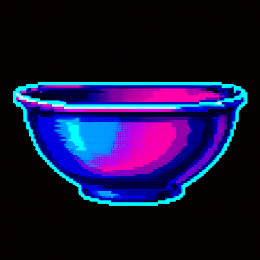 A large kitchen mixing bowl. Side view.