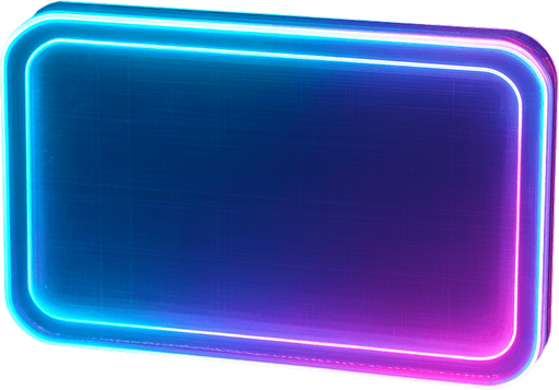 button in the shape of a protorealistic holographic futuristc Rectangle .
Front view.